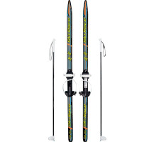 Лыжи подростковые Ski Race с палками, чёрный (140/105)