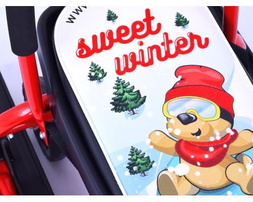 Снегокат 111 Mobile с Т-образным толкателем и колесной базой (Sweet Winter красный)