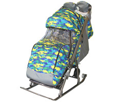 Санки-коляска SNOW GALAXY Kids-3-1 Камуфляж на больших колесах+сумка+варежки